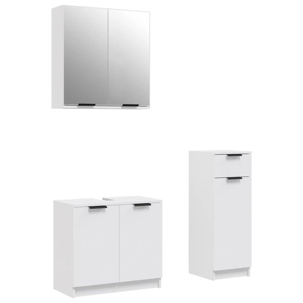 Vidaxl 3-dielna súprava kúpeľňových skriniek biela kompozitné drevo